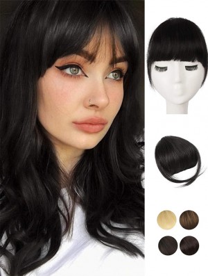 Human Hair 100% Real Hair Fringe Extensions Clip in French Bangs Fringe with Temples Clip on Fringe Bangs