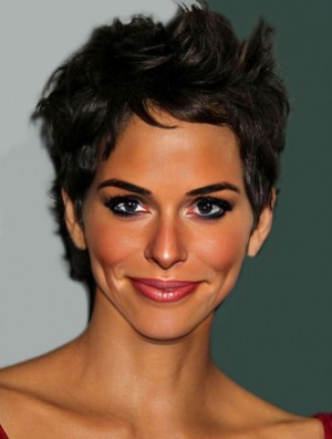 Short Halle Berry Wigs With Lace Front Boycuts Wavy Style Cropped Length