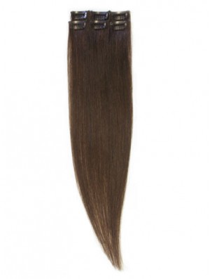 Popular Brown Straight Remy Human Hair Clip In Hair Extensions