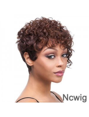 Short Auburn Curly Layered Trendy African American Wigs