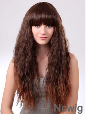 Long Ombre/2 Tone Curly With Bangs Suitable African American Wigs