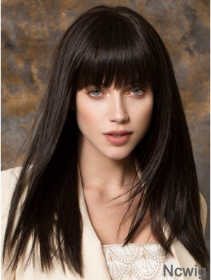 Best Synthetic Wigs With Bangs Monofilament Straight Style Black Color