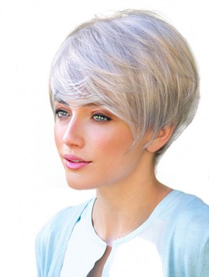 Monofilament Short Straight Boycuts Synthetic Realistic Wigs