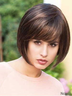 Chin Length Black Ideal 8 inch Straight Bob Wigs