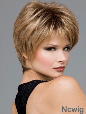 Short Wavy Boycuts Blonde Synthetic Wavy Lace Front Wigs