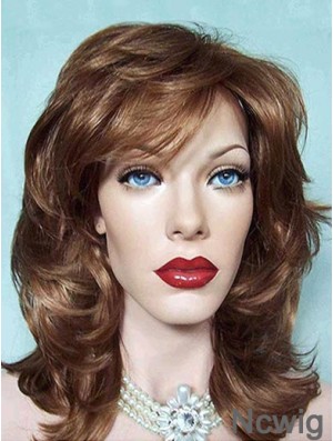 Wavy Layered Shoulder Length Brown Good Lace Front Wigs