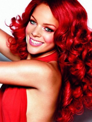 22 inch Curly Without Bangs Capless Red Popular Long Wigs