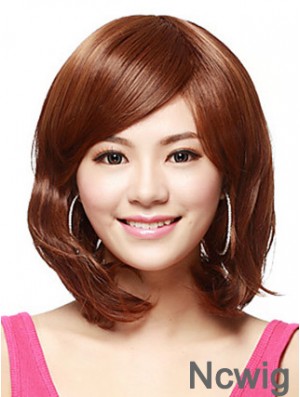 Shoulder Length Bobs Straight Auburn Flexibility Synthetic Wigs