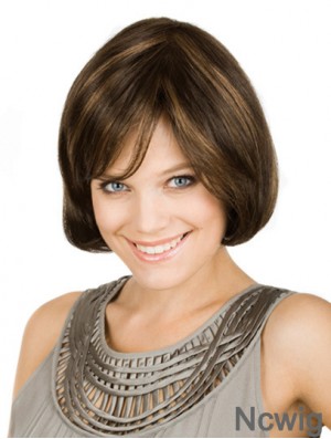 Chin Length Brown Flexibility 10 inch Wavy Bob Wigs