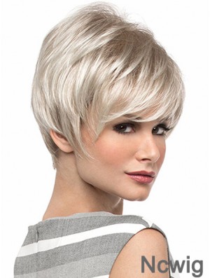 Popular 8 inch Straight Blonde With Bangs Short Wigs