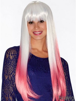 Straight Incredible 22 inch Ombre/2 Tone With Bangs Long Wigs