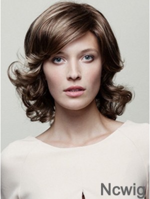 Classic Brown Wavy Chin Length 10 inch Top Medium Wigs