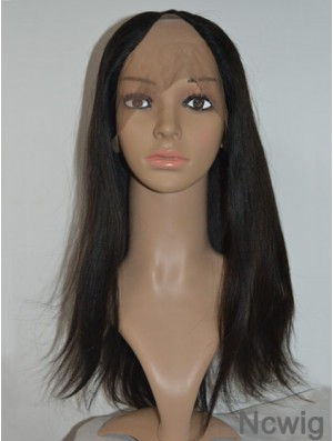 U Part Wig Cap With Lace Front Remy Long Length Black Color