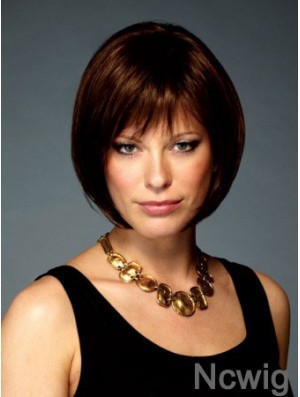 Capless Chin Length Straight Auburn Stylish Bob Wigs