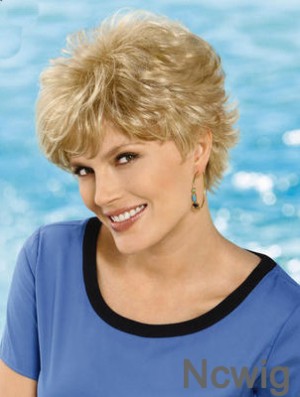 6 inch Cheap Wavy Layered Blonde Short Wigs