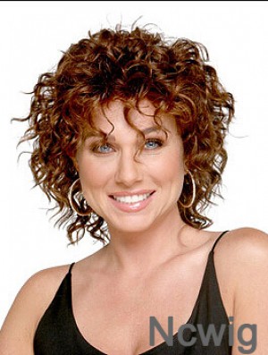 Shoulder Length Layered 13 inch Curly Auburn Medium Wigs