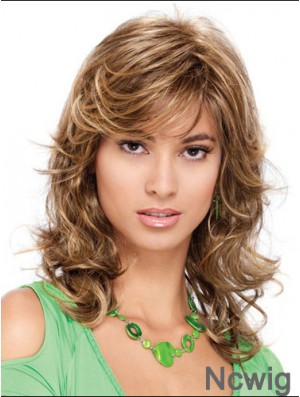 Popular Curly Blonde Shoulder Length Classic Medium Wigs