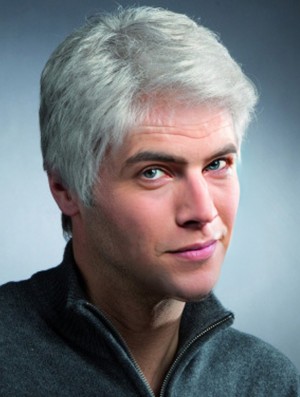 Synthetic Grey Straight Lacr Front Short Mens Blonde Wig