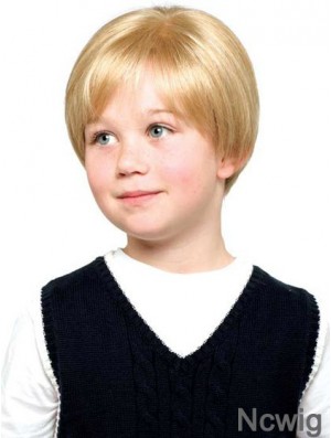 Straight Short Blonde Synthetic Lace Front Kids Wigs