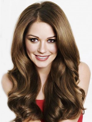 Trendy Brown 20 inch Wavy Long Without Bangs Cheryl Cole Wigs