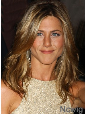 Long Wavy Without Bangs Capless Blonde Popular 18 inch Jennifer Aniston Wigs