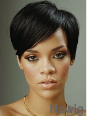 Black Straight With Bangs Lace Front 8 inch Designed Rihanna Wigs