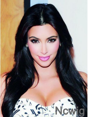 Black Straight Lace Front Durable 20 inch Kim Kardashian Wigs