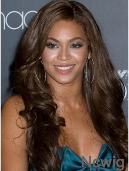 Brown Long Wavy Without Bangs Lace Front 24 inch Beyonce Wigs