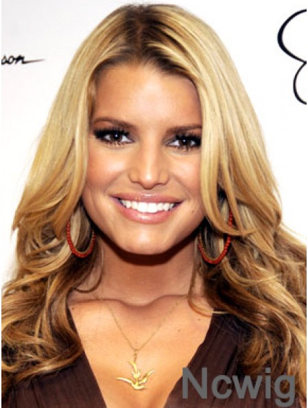 16 inch Trendy Blonde Long Wavy Without Bangs Jessica Simpson Wigs