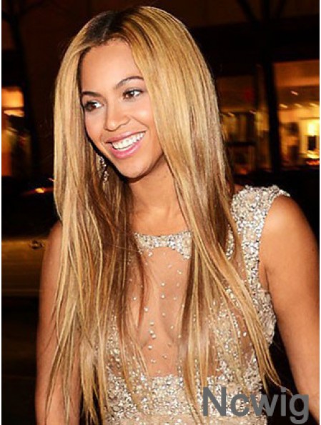 Brown Long Straight Without Bangs Lace Front 22 inch Beyonce Wigs