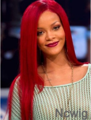 Red Rihanna Wig With Remy Human Lace Front Long Length