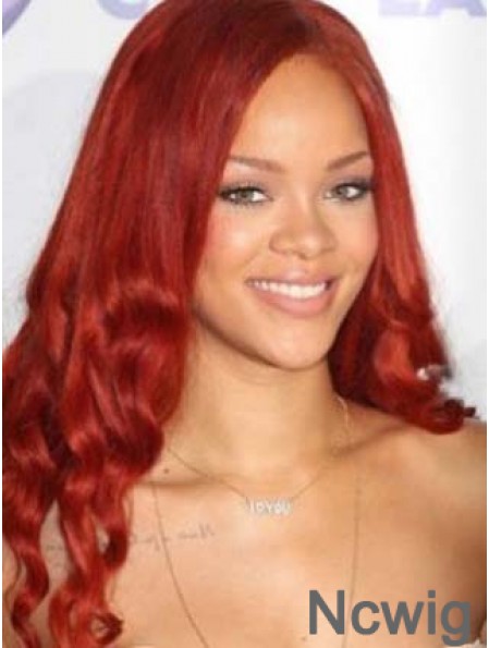 Red Wavy Without Bangs Lace Front 20 inch Top Rihanna Wigs