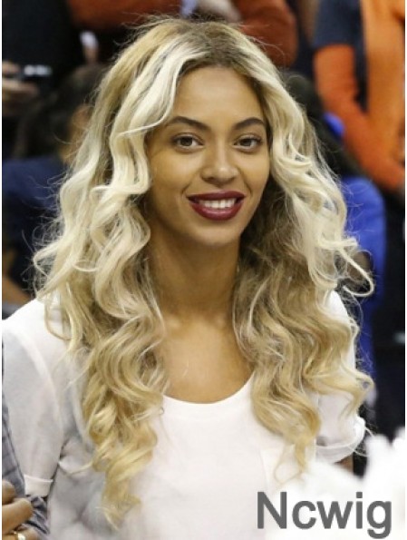 Blonde Long Wavy Without Bangs Lace Front 22 inch Beyonce Wigs