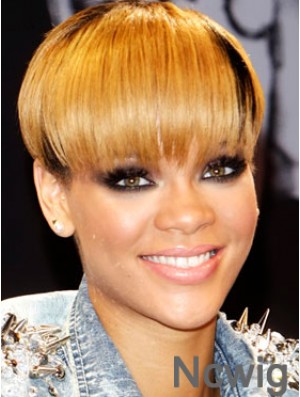 Blonde Straight With Bangs Lace Front 8 inch Fashion Rihanna Wigs