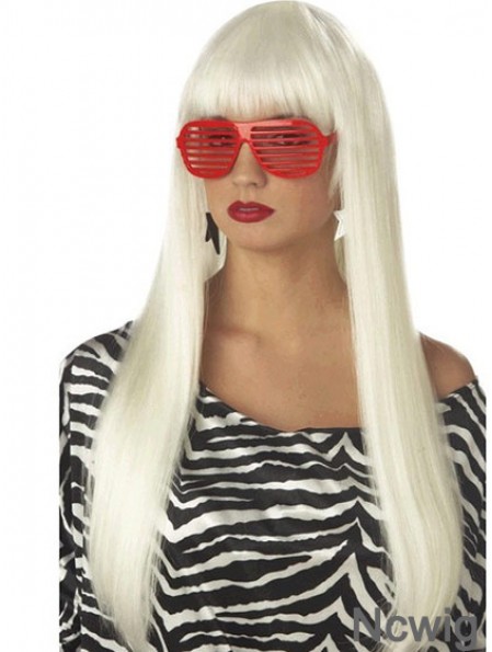 24 inch Popular Long Straight With Bangs Lady Gaga Wigs