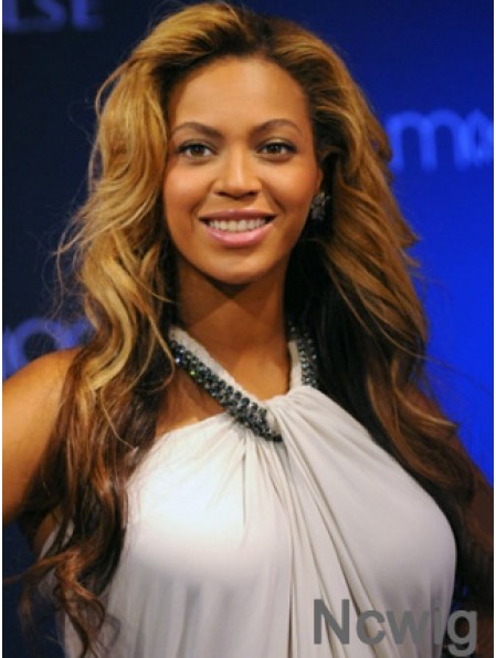 Brown Long Wavy Without Bangs Lace Front 24 inch Beyonce Wigs