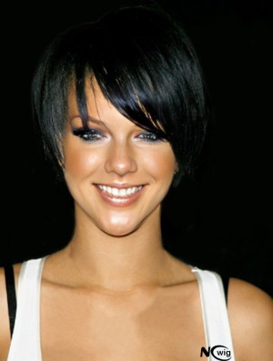 Black Straight With Bangs Lace Front 8 inch Cheapest Rihanna Wigs