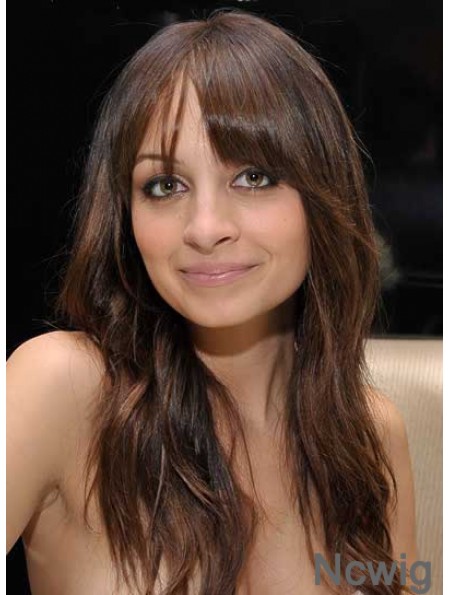 Cheapest Brown Long Wavy 21 inch With Bangs Nicole Richie Wigs