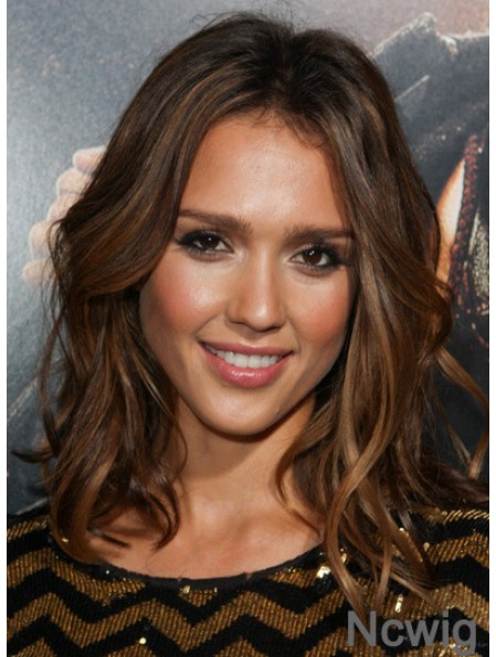 Wavy Capless Layered Shoulder Length Auburn Trendy Jessica Alba Wigs