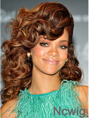 Brown Curly Layered Lace Front 18 inch Incredible Rihanna Wigs