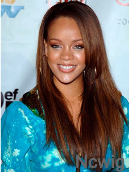 Brown Straight Layered Lace Front 22 inch Online Rihanna Wigs