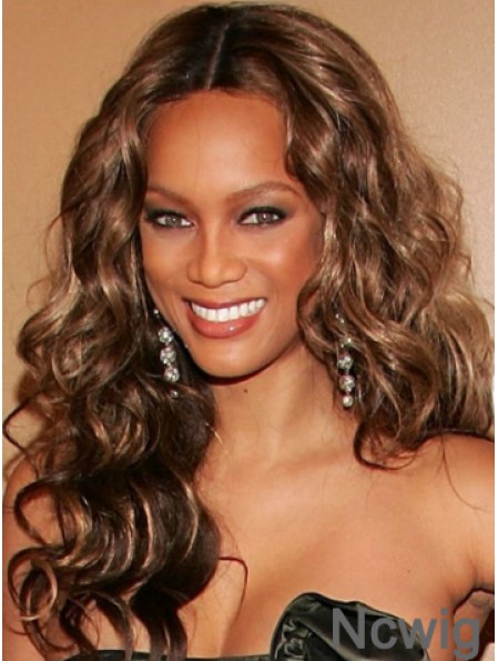 Brown Curly Without Bangs Lace Front 20 inch Perfect Tyra Banks Wigs