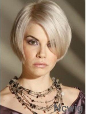 Capless Grey Short Straight 8 inch Platinum Blonde Amazing Fashion Wigs