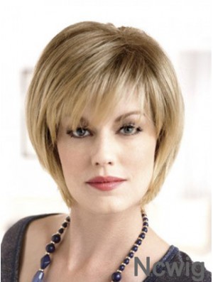 Lace Front Straight Layered Short 8 inch Top Human Hair Wigs