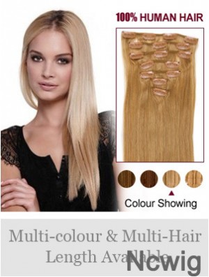 Top Blonde Straight Remy Human Hair Clip In Hair Extensions