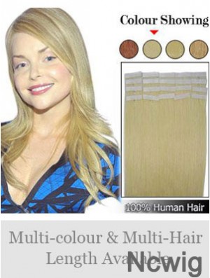 Blonde Straight Fashionable Remy Human Hair Tape In Hair Extensions