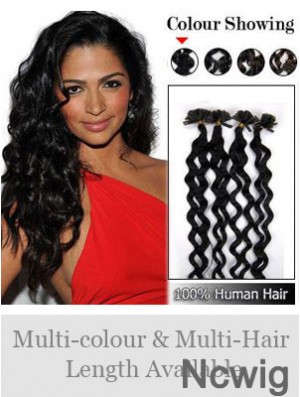 Black Curly New Nail/U Tip Hair Extensions